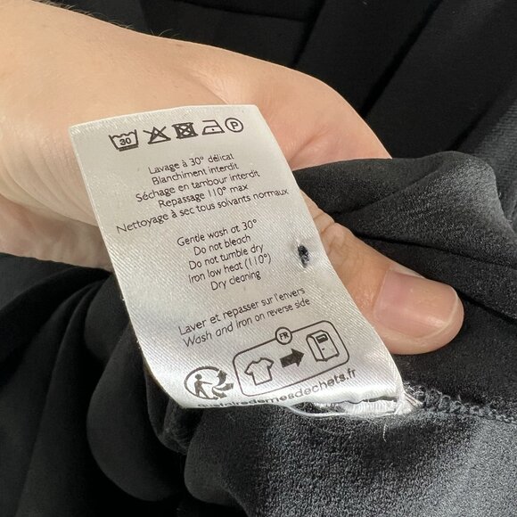 Sezane Abelia Blouse Black Wrap Style V-Neck Top Size 36 US 4 Lace Cuff Feminine - Picture 7 of 10